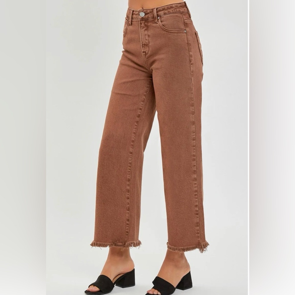 Risen Mocha High Rise Tummy Control Cropped Jeans NWT - 29/9